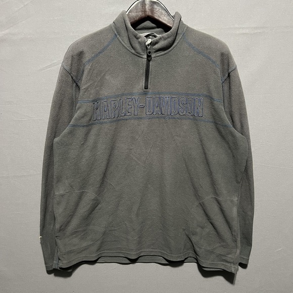 Harley-Davidson Other - Harley-Davidson Mens XL Gray Fleece Quarter Zip Sweatshirt Graphic Front Logo